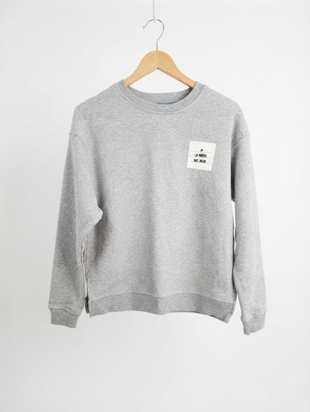 La Voute Gray Crewneck Sweatshirt with Chest Patch Size XS